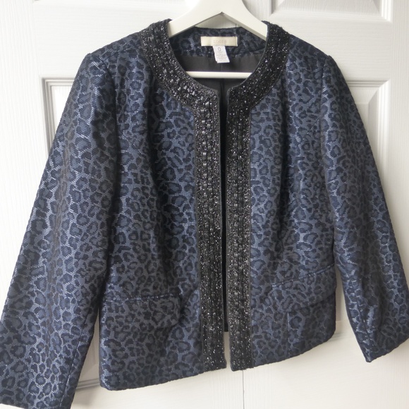 Chico's Jackets & Blazers - Chico's jacket Blazer Leopard Print Black and Blue